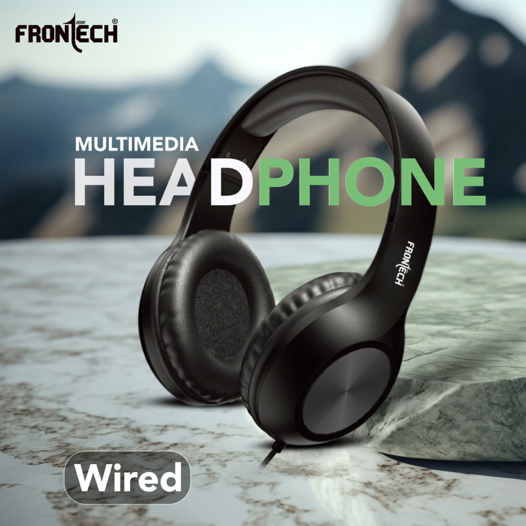 Frontech Wired Multimedia Headphone: Mic, Volume Control, 40mm Drivers (HF-3451) Frontech Wired Multimedia Headphone: Mic, Volume Control, 40mm Drivers (HF-3451)